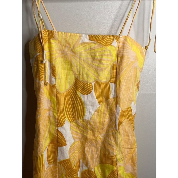 Anthropologie Faithfull The Brand Mini Dress Sundress Yellow Floral Print Size S - Picture 5 of 7